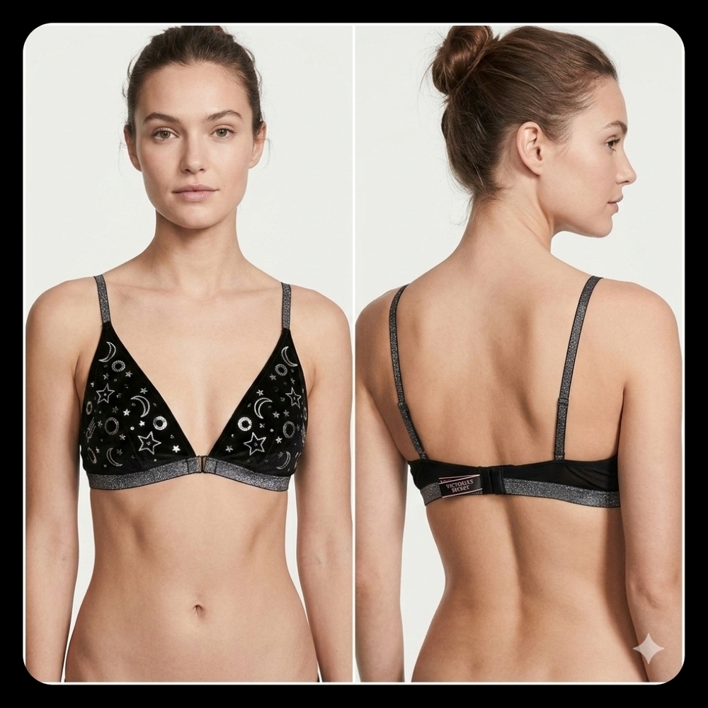 Black Star & Moon Triangle Bralette - Women